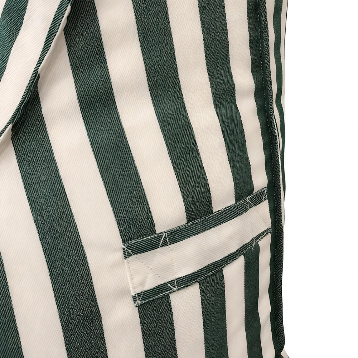 BOLOGNE Pouf d’extérieur rayé vert en tissu déperlant - 100x65x65 cm