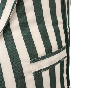 BOLOGNE Pouf d’extérieur rayé vert en tissu déperlant - 100x65x65 cm