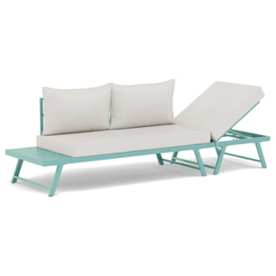 Isadora - salon de jardin 3 places - modulable - vert avec coussins beiges - Vert / Beige