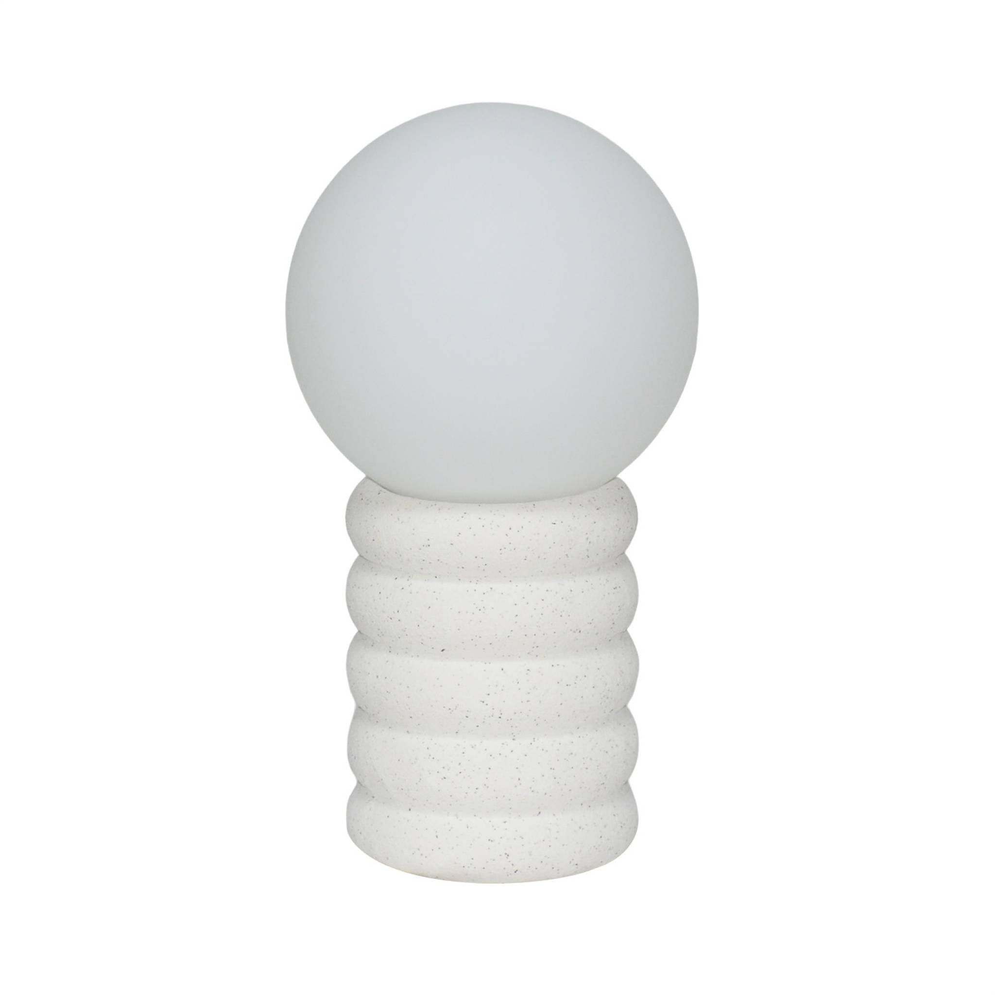 Lampe à poser intérieur céramique moucheté blanc et noir. globe en verre H 28cm - Zoe