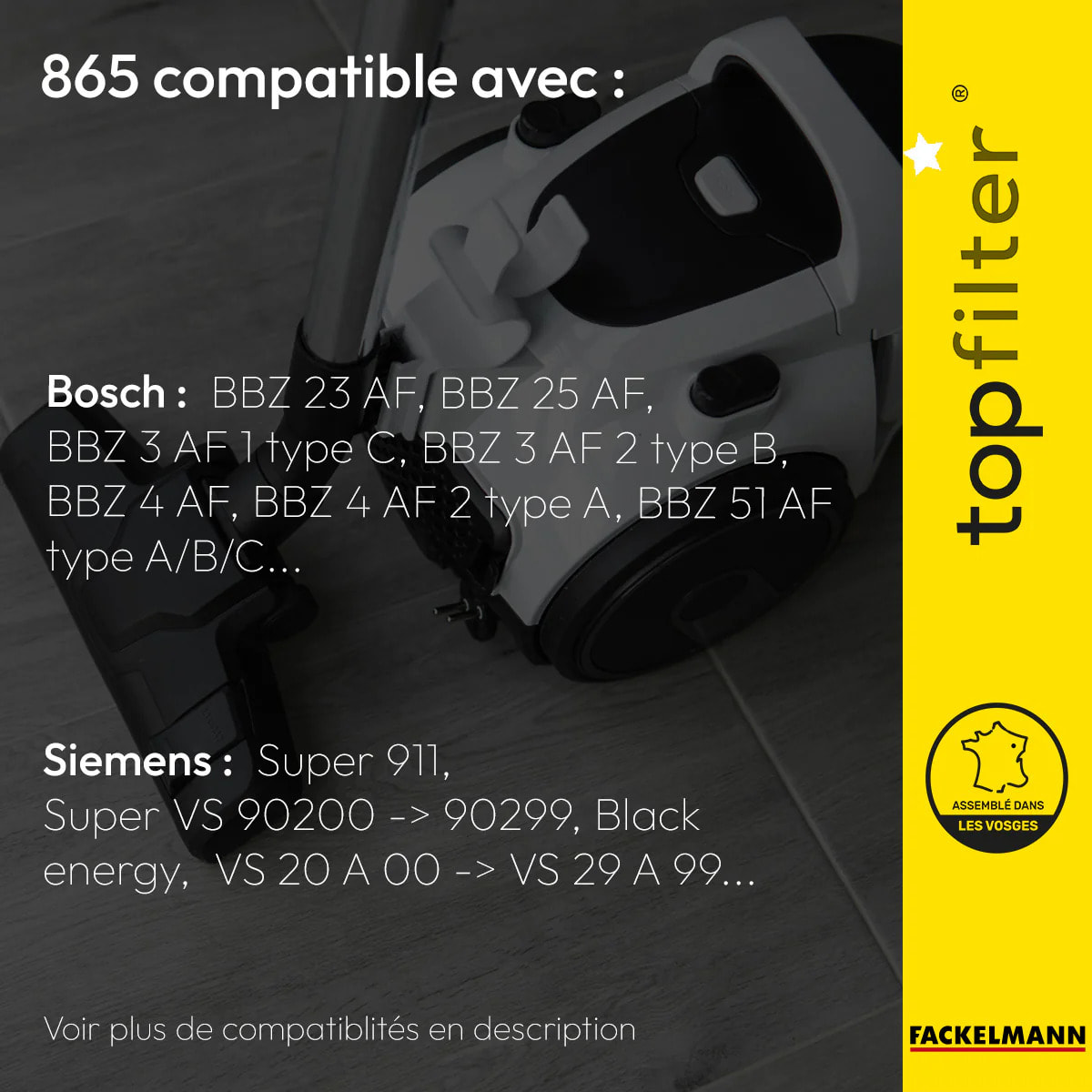 Lot de 4 sacs aspirateur pour Bosch TopFilter Premium