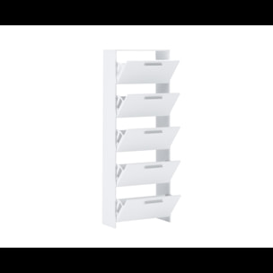 Scarpiera salvaspazio 5 Ante A Ribalta Moderna Maniglie In Alluminio Mobile Ingresso Slim Salvaspazio Scarpe Portascarpe Alta 187x68.5x28 Cm Bianco