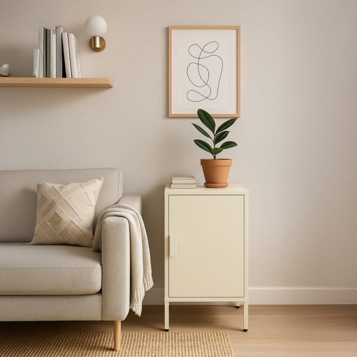 Armadietto basso in metallo 1 anta 35x46x72cm avorio - Pop