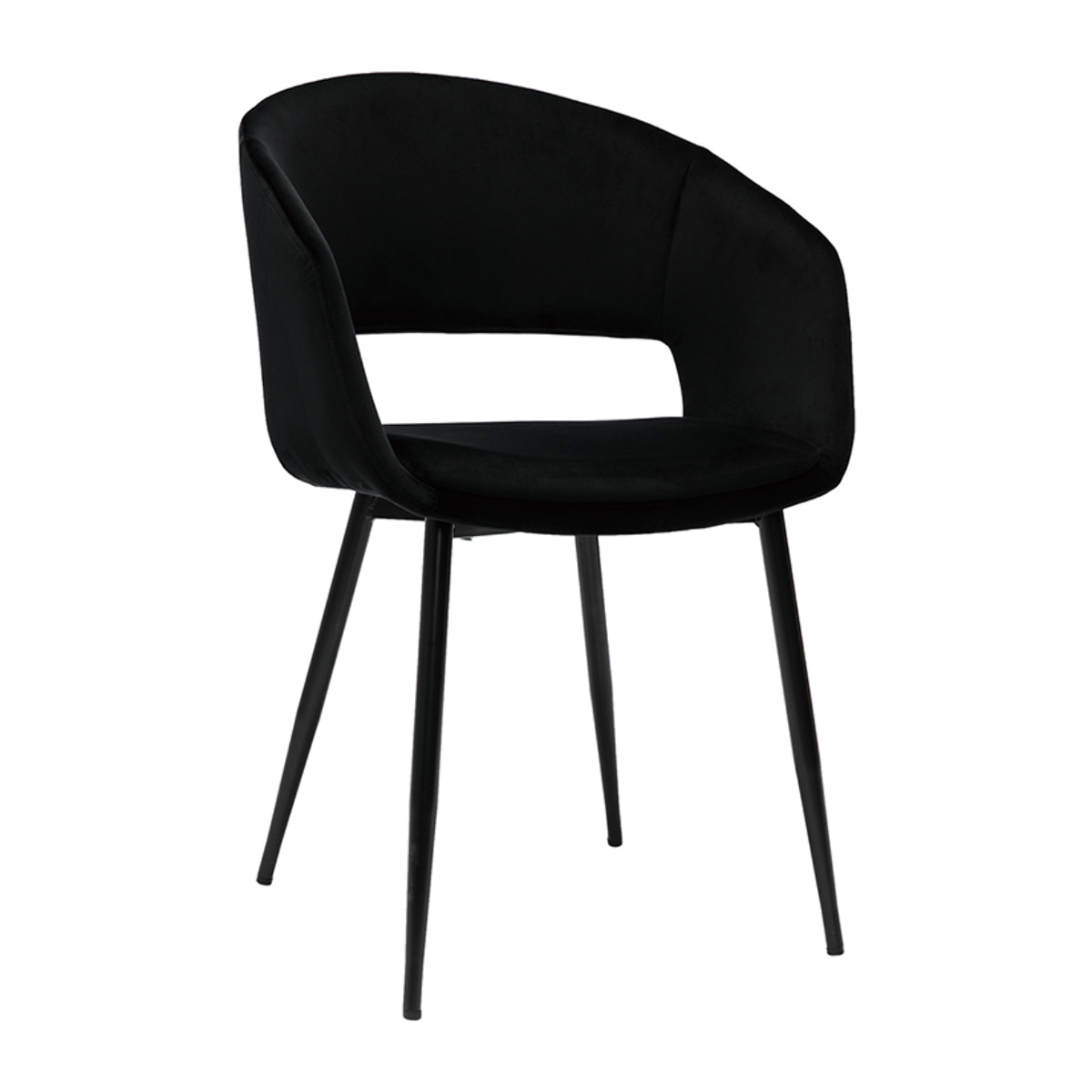 Chaise design noire en tissu velours et métal PRISMA