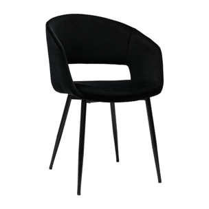 Chaise design noire en tissu velours et métal PRISMA