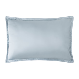 Taie d'oreiller imprimée en satin de coton bio, CUEILLETTE, Bleu baltique
