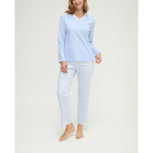Pijama mujer de rayas y topos de pico