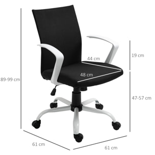 Chaise de bureau ergonomique hauteur réglable pivotante 360° piètement acier blanc lin noir