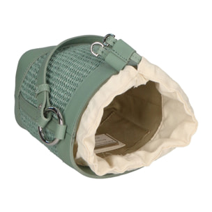 Borsa a secchiello da donna - Modello Alyssa - Pelle & Paglia - 13.0 x 16.0 x 10.0 cm