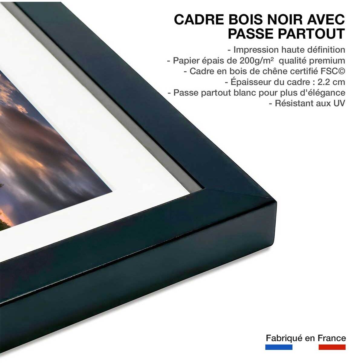 Affiche Lac de Limides, Dolomites Affiche + cadre en bois - Noir