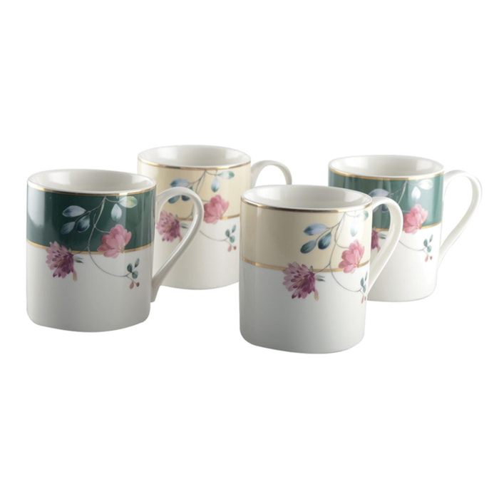 Set de 4 mugs floral