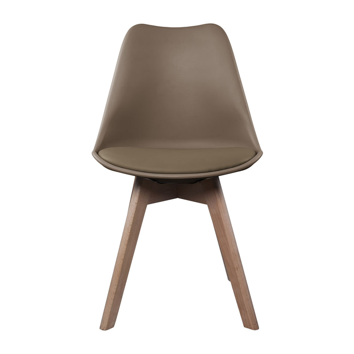 Chaise Scandinave Coque Rembourree Taupe - Lot De 4