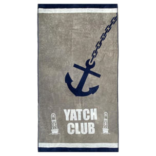 Serviette de plage éponge velours Jacquard - Yacht Club - 95x175cm - 440g/m²