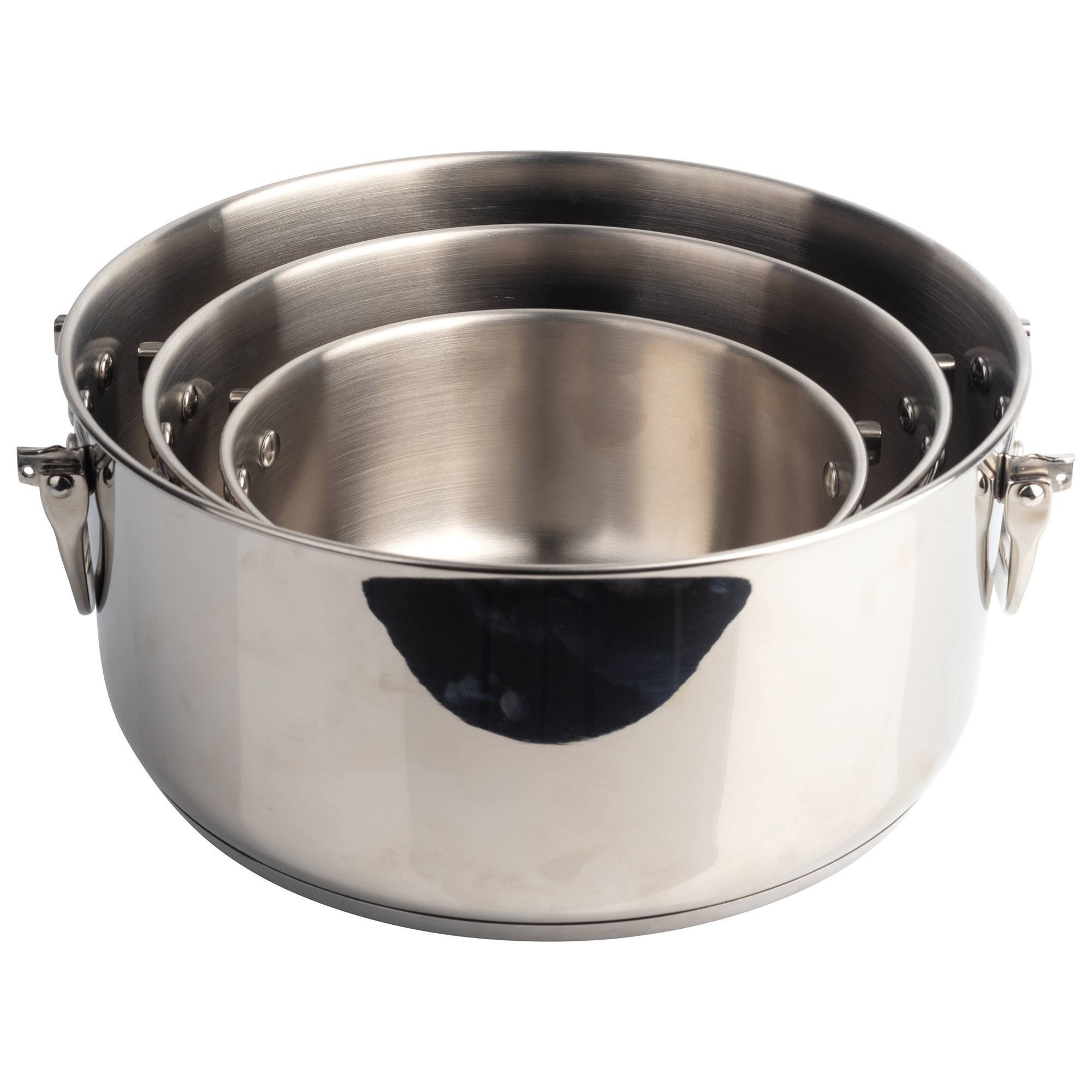 Batería de cocina con cacerolas de Ø16Ø20Ø24cm en acero inoxidable y Tapa de cristal FOODIES MasterPRO