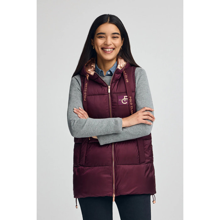 Gilet trapuntato borgogna con logo Polo Club