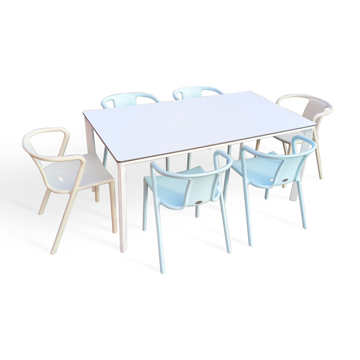 MEET - Ensemble repas de jardin 6 places en aluminium laqué