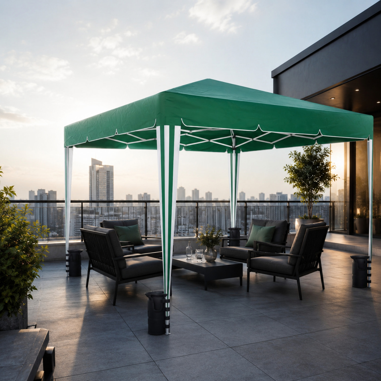 Gazebo Pieghevole Impermeabile 3 x 3 M Da Giardino Con 4 Sacche Pesi Sacca Trasporto Chiusura Fisarmonica Struttura Acciaio Copertura 160 gr/m² Verde