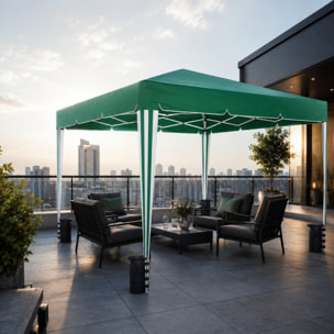 Gazebo Pieghevole Impermeabile 3 x 3 M Da Giardino Con 4 Sacche Pesi Sacca Trasporto Chiusura Fisarmonica Struttura Acciaio Copertura 160 gr/m² Verde