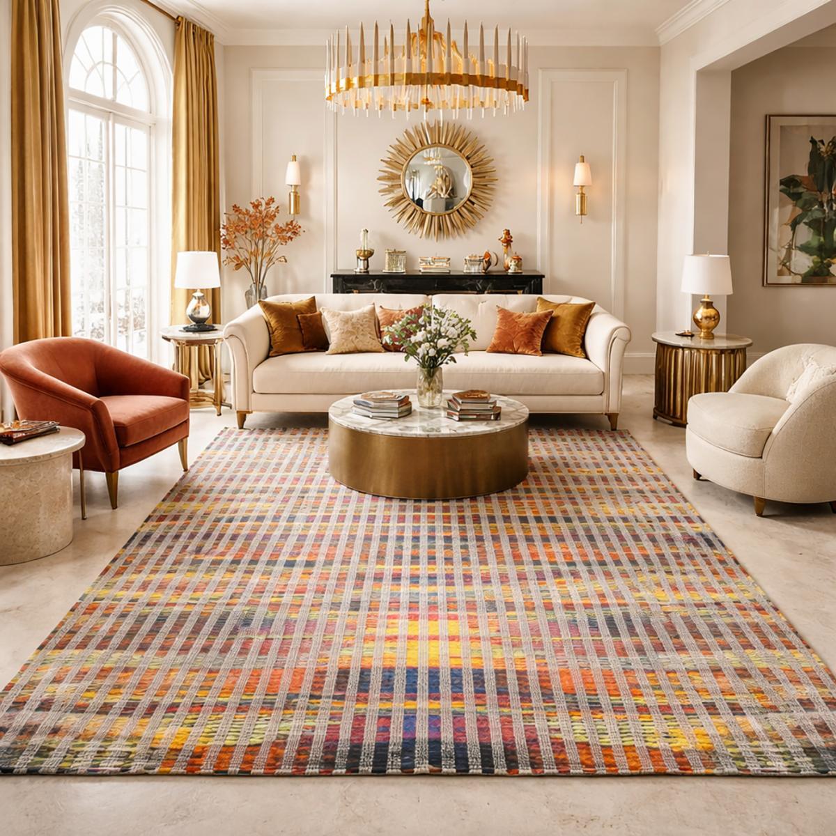 tapis tisse à la main au velours moelleux en forme de bouclettes