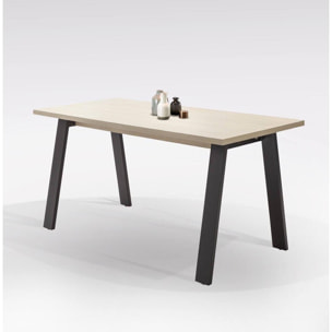 Tavolo-scrivania con gambe in metallo, Made in Italy, cm 139 x 80 x h74, colore Rovere e antracite