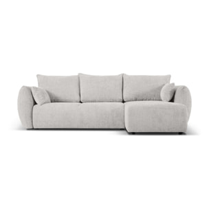 Canapé d'angle droit convertible avec coffre de rangement "Matera" 4 places en chenille gris clair
