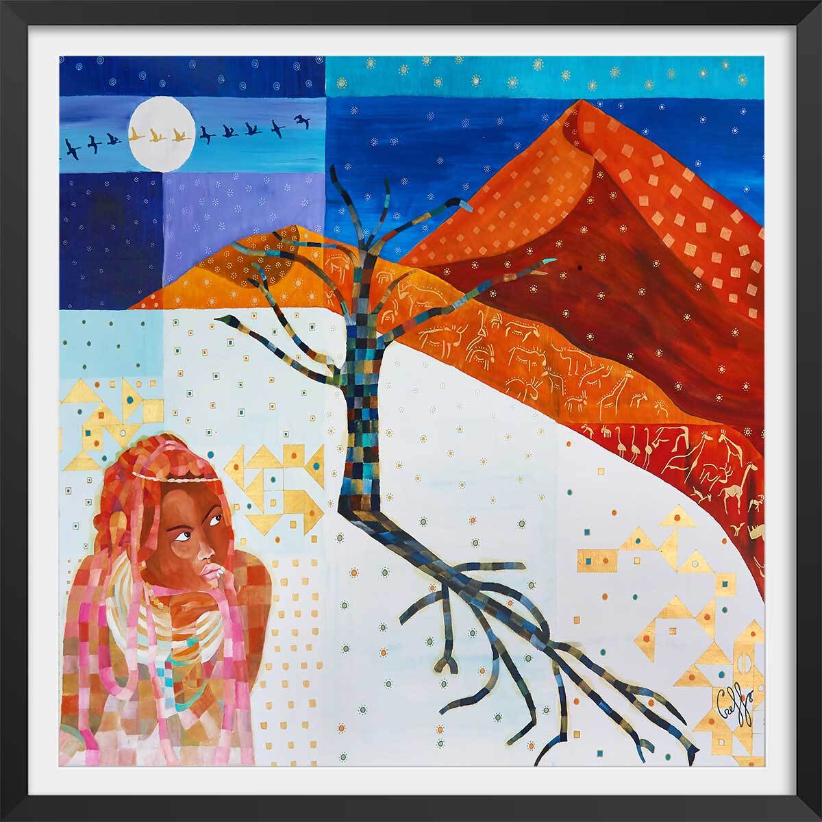 Affiche deco voyage en namibie Affiche + cadre en bois - Noir