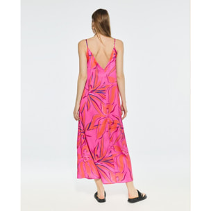 Abito in Raso con Spalline Stampato