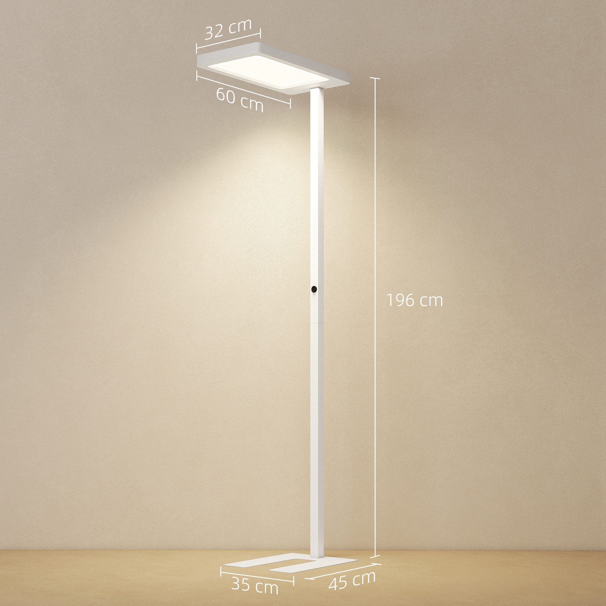 Lampadaire LED dimmable sur pied de bureau 1560LM 40W H.196cm spectre complet réglable télécommande blanc
