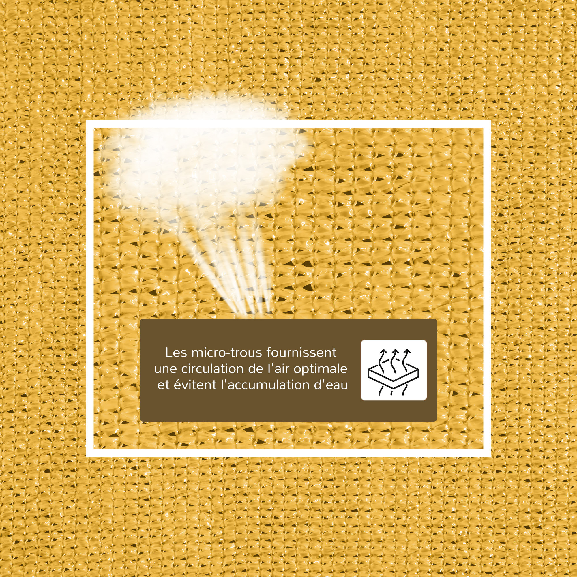 Voile d'ombrage toile solaire rectangulaire 6L x 4l m HDPE jaune