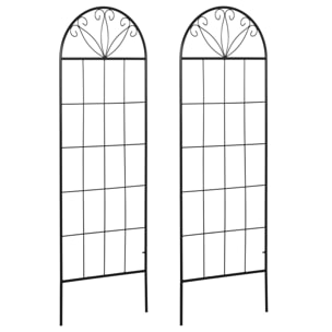 Treillis de jardin lot de 2 supports pour plantes grimpantes - dim. 51L x 152H cm - métal époxy noir