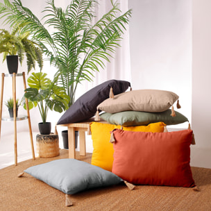 Coussin avec pompons en jute - Naturel