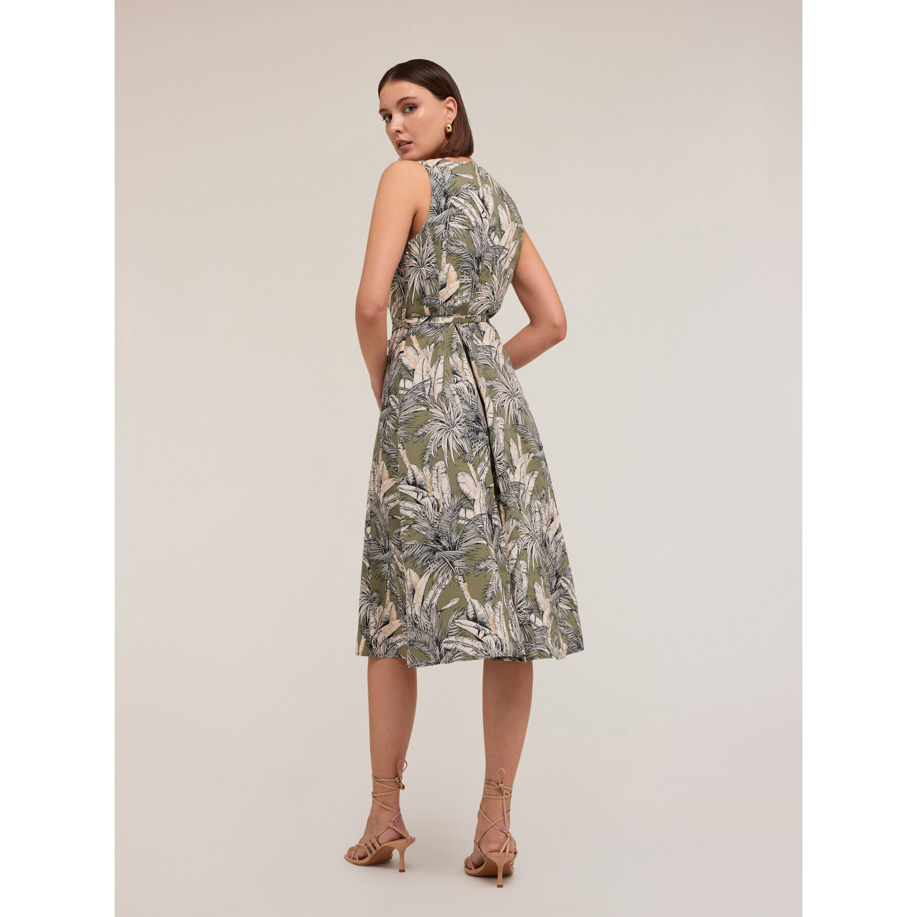 Motivi - Vestito flare fantasia jungle - Verde militare