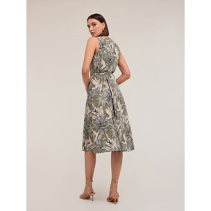 Motivi - Vestito flare fantasia jungle - Verde militare