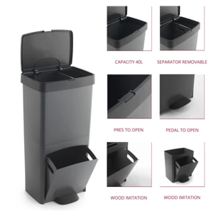 Poubelle pédale tri sélectif PICEA blanc 70L