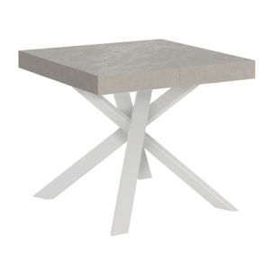 Tavolo allungabile 90x90/194 cm Clerk cashmere gambe bianche