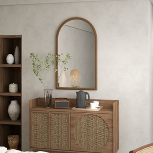 Espejo de Pared 65x110 cm Espejo de Recibidor con Marco de Madera en Forma de Ventana Decoración para Salón Dormitorio Entrada Marrón Oscuro