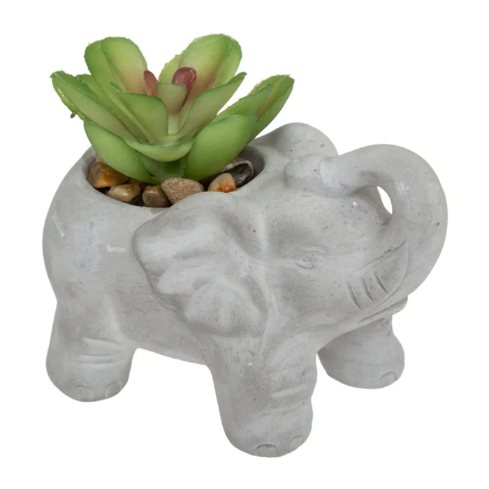 Plante artificielle éléphant pot ciment H10cm