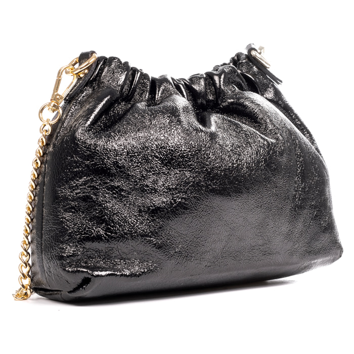 Ascea bolso bandolera piel auténtica laminado con correa metal