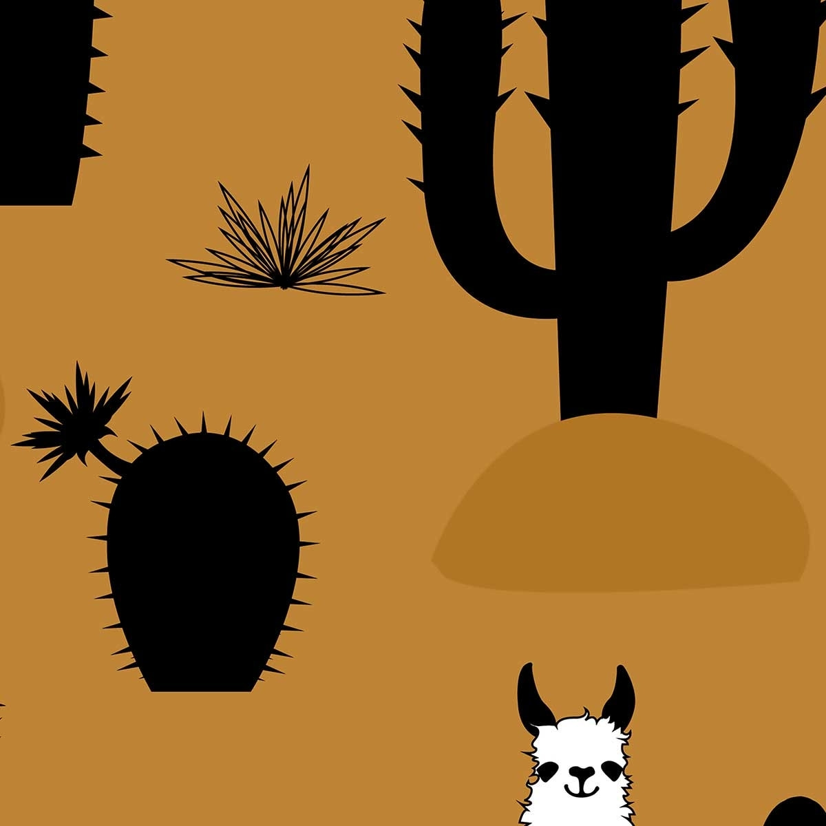 Affiche illustration lama et cactus Affiche sous cadre bois