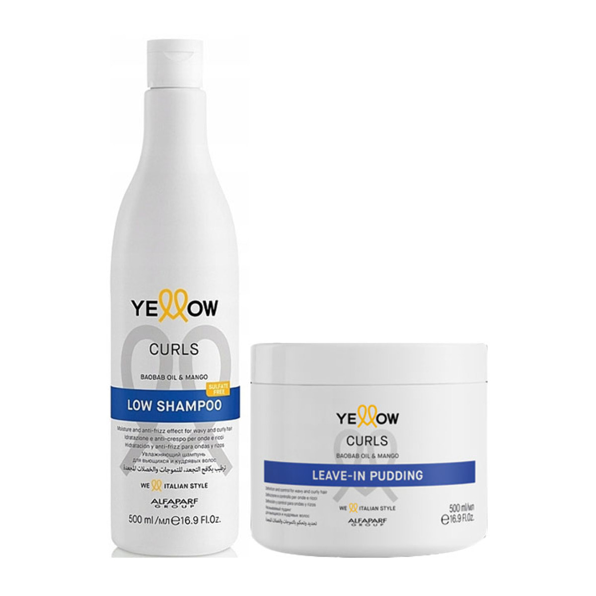 ALFAPARF Yellow Kit Curls Shampoo 500ml + Leave-In Pudding 500ml