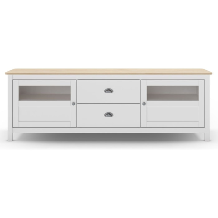 Meuble TV 2 portes 2 tiroirs en bois - MACHA