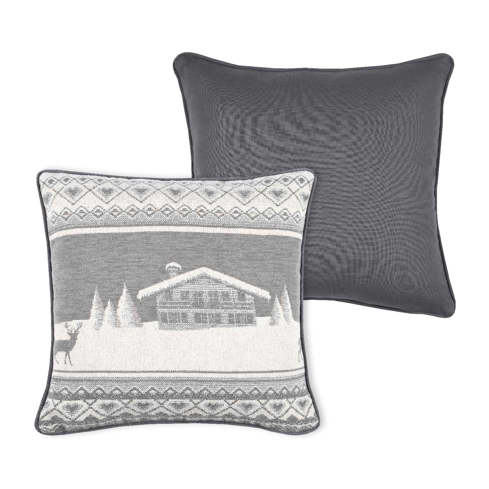 Coussin au style esprit de montagne - Gris clair