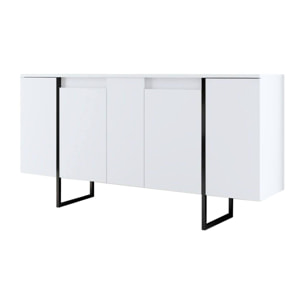 Credenza Dgarzitt, Buffet da soggiorno, Madia da salotto, Dispensa da cucina, 160x35h80 cm, Bianco e Nero