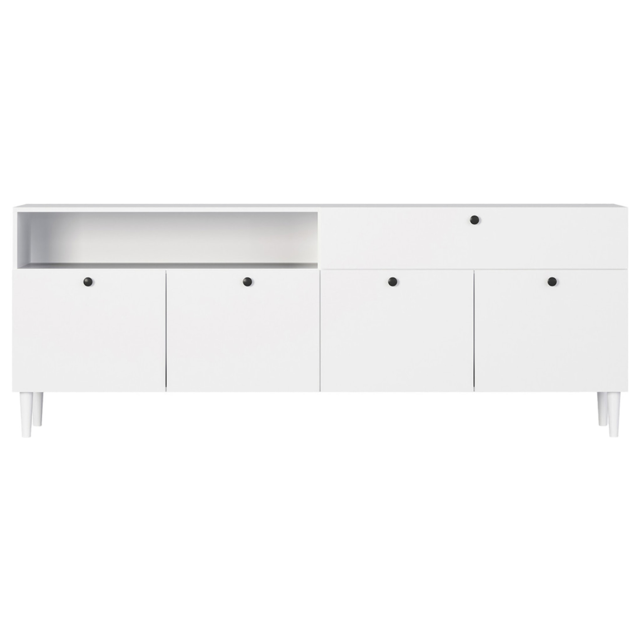 Gaby - buffet bas - blanc - 4 portes, 1 porte et 1 niche - 200 cm - Blanc