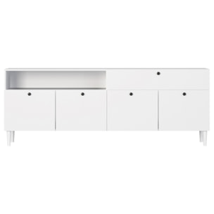 Gaby - buffet bas - blanc - 4 portes, 1 porte et 1 niche - 200 cm - Blanc