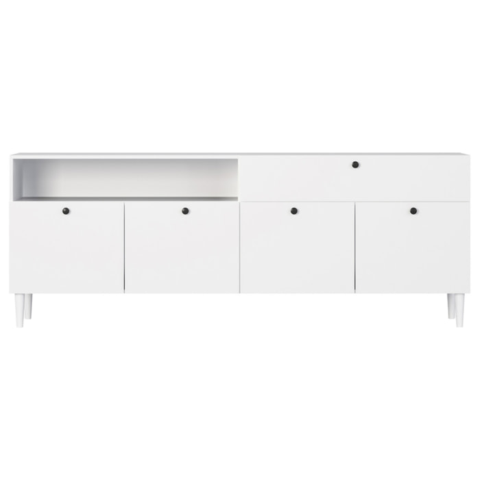 Gaby - buffet bas - blanc - 4 portes, 1 porte et 1 niche - 200 cm - Blanc