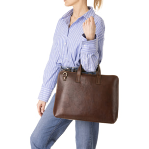 Borsa a mano  unisex In Vera pelle Made in Italy 40x30x5 cm