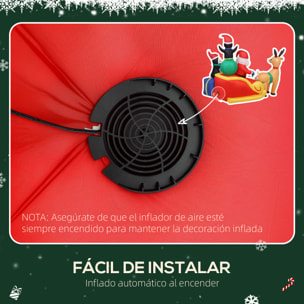Papá Noel Hinchable con Trineo, Pingüinos y Renos, Inflables de Navidad con Luces LED, Decoración de Navidad para Exterior e Interior, 180x120x155 cm