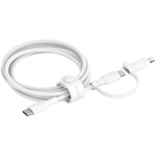 Adaptateur USB BELKIN 2-en-1 USB-C et Lightning 1m50 blanc