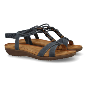 Sandalias planas para mujer, comodas con material elastico en el talon, diseño moderno con adornos en el empeine